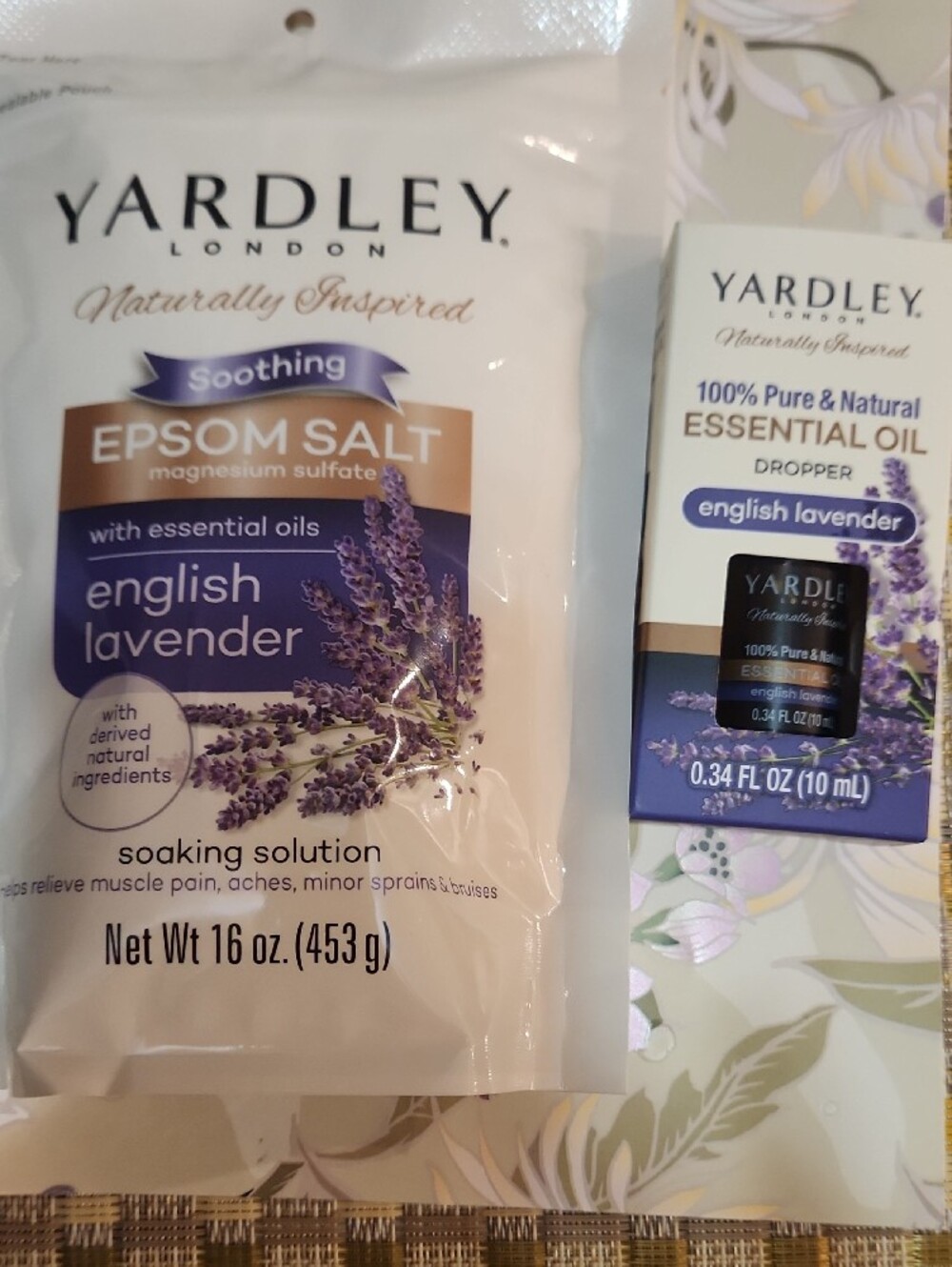 Yardley English Lavender 16 oz Epsom Salt & 100% Pure Lavender Oil Dropper .34 o